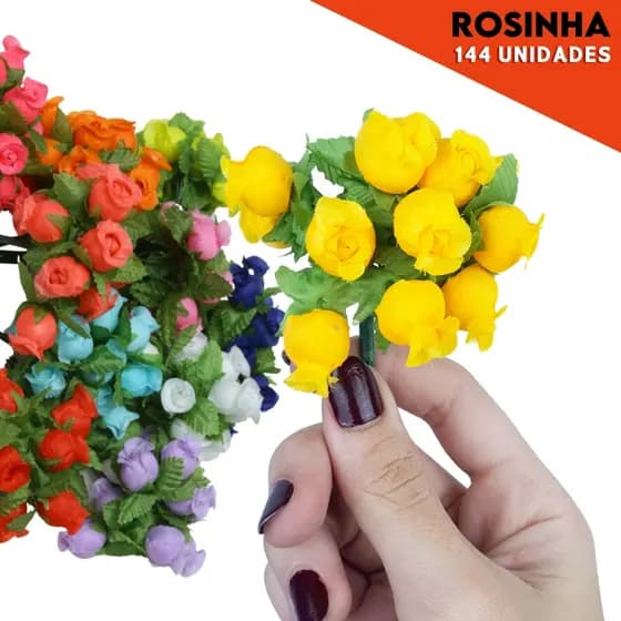 Rosinhas Artificiais Pequenas Com 144 Unidades – Ideal para Laços e Detalhes Decorativos -SHEFA