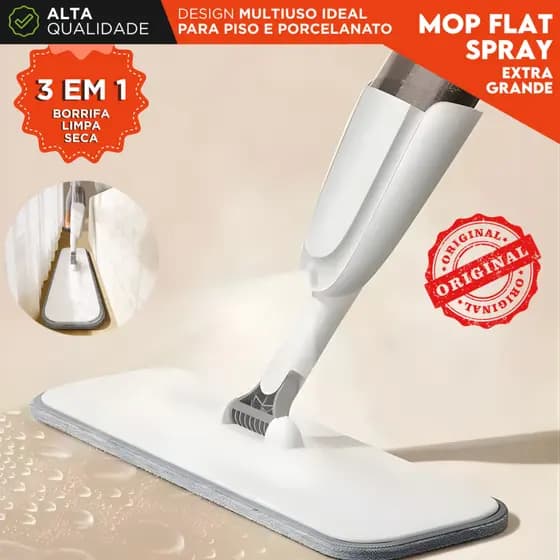 Mop Spray Cabo Longo 1,45m com Reservatório e Refil Microfibra Rodo Mágico Esfregão para Limpeza -SH