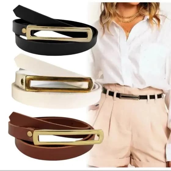 Kit 1/3/4pcs Cintos Feminino Para Vestido Short Calça Alfaitaria Fivela Alongada Dourado--#1#