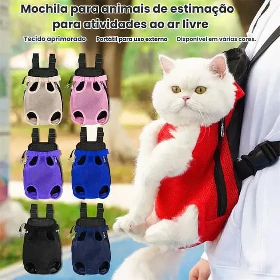 Bolsa Canguru para Transporte de Pet - Mochila para Cachorro e Gato - Preto e Rosa, Original para Passeios