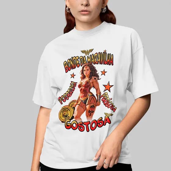 T-shirt Feminina Mulher Maravilha Motivação Treino Camiseta Estampada Camisa Premium Blusa Básica Crt Unissex