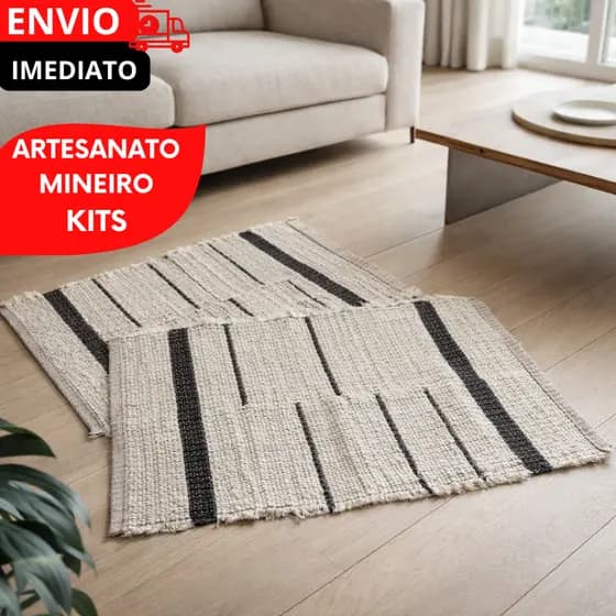 KIT1/2 TAPETES FEITO EM ALGODÃO , ATOALHADO - TEARES MANUAL - TAPETES PARA BANHEIRO, QUARTO ENTRADA.