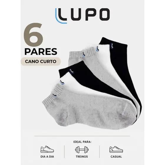 Kit 6 Pares Meia Lupo Cano Baixo Invisível Algodão Sport Original Unissex