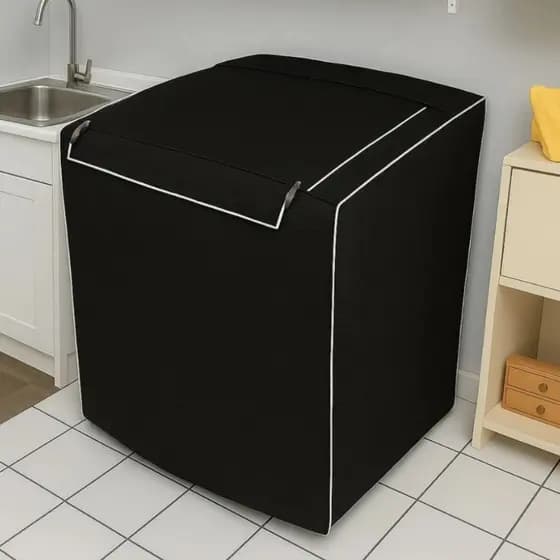 Capa Impermeável Para Máquina de Lavar Preta com Zíper Brastemp Electrolux