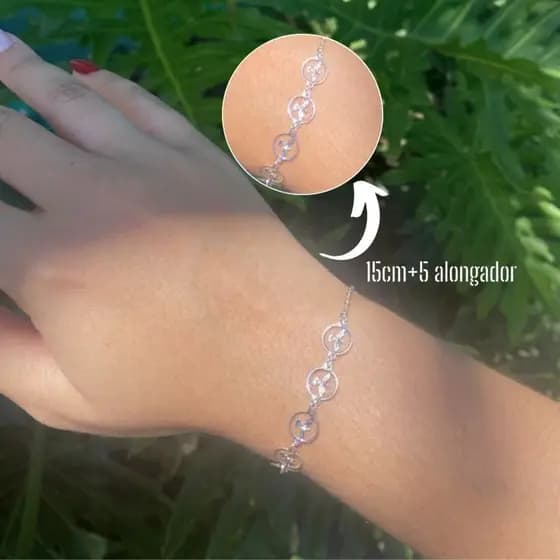 Pulseira Feminina Tema Religioso Símbolo Espírito Santo Semijoia Banhada em Ouro 18k ou Prata 925