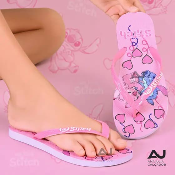 Chinelo Infantil Lilo Stich Meninas Feminino Original Estampado Confortavel 26ao39