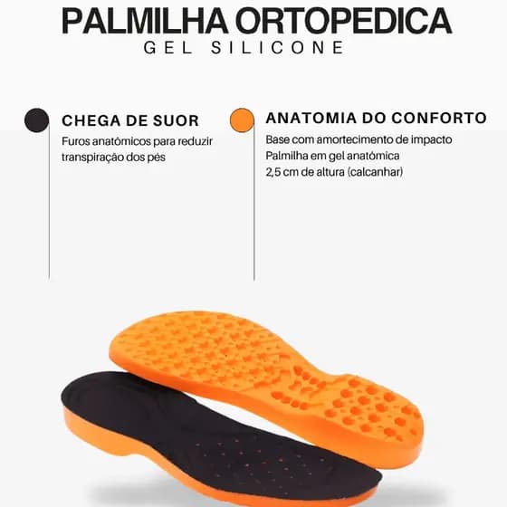 Palmilhas em PU Ortopédica Anatômicas em Gel - Super confortável