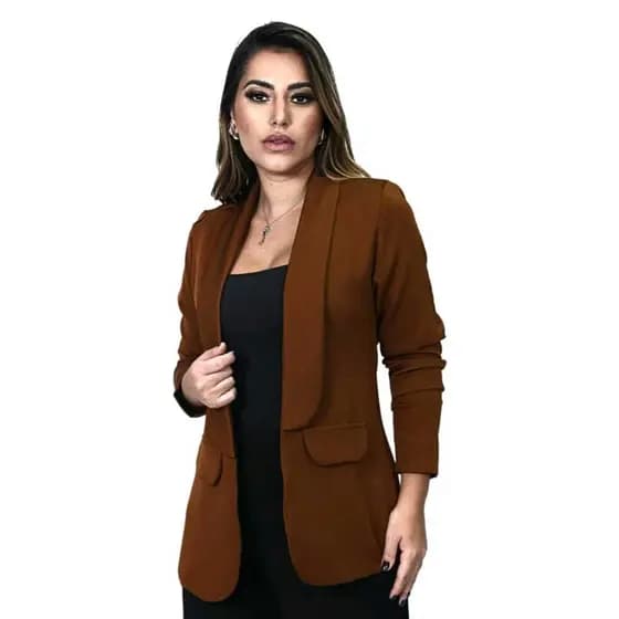 Blazer Feminino Alfaitaria Max Social frente aberto elegante Moderno Moda