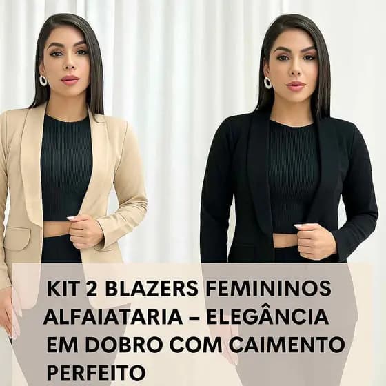 Kit 2 Blazers Max Social Alfaiataria Femenino– Look Social Moderno e Estiloso