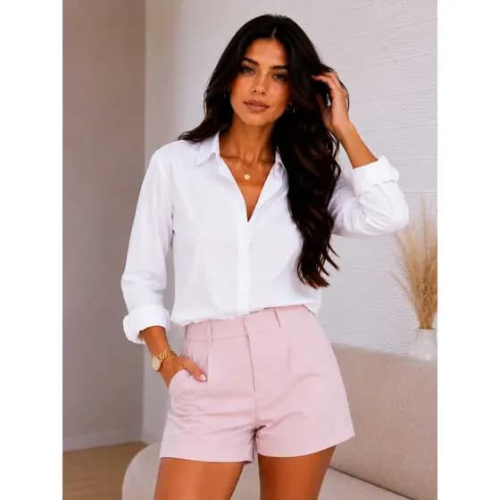 Camisa Feminina Viscolinho Manga Longa Blusa Social Trabalho Estudo SEM BOLSO