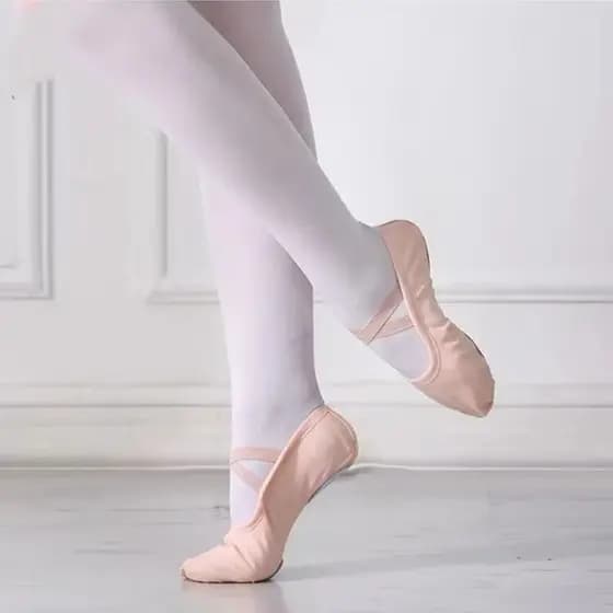 Sapatos De Ballet Adulto/Infantil (25-39) De Sola Macia Pano Treinamento Carne (Compre um tamanho acima)