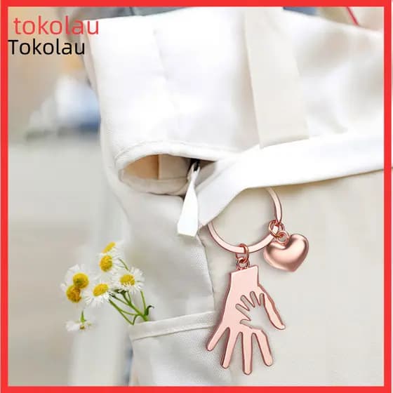 Metal Keychain Pendant Big Hands Holding Small Hand – Parent-child Design and Charm for Keys for Mother's
