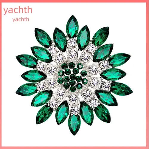 Moda Feminina Flor Broche Cristal Strass Jóias Para Presente De Festa De Casamento