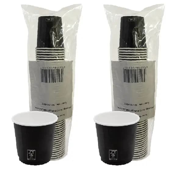 Copo de Papel 200ml Preto Biodegradável Térmico C/100 Copos