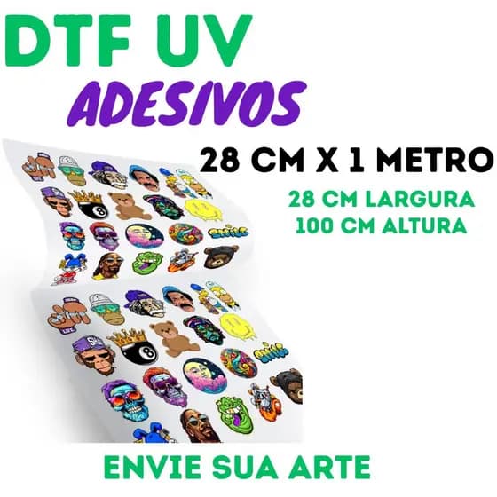 Uv Adesivos DTF Alta Qualidade Para Decoração Personalizados Envie Sua Arte Oferta
