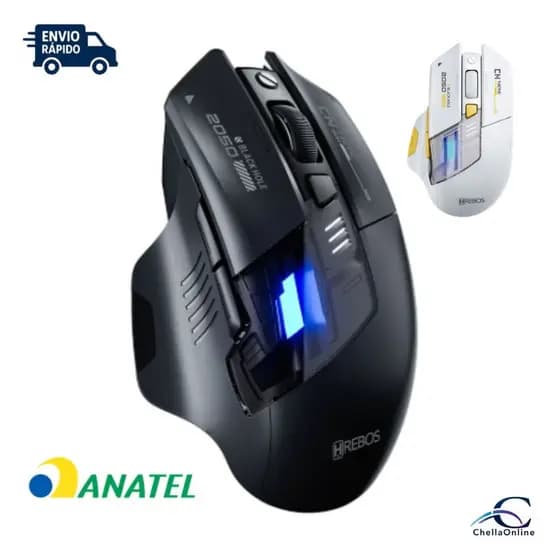 Mouse Sem Fio Hrebos Premium Recarregável 2400 DPI Glide Track IF-387 com certificação Anatel