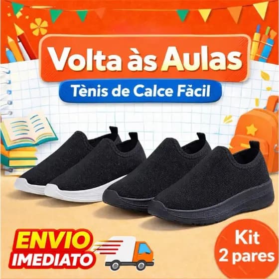 Tênis Meia Infantil Kit 2 Pares Calce Fácil Antiderrapante - Envio Imediato