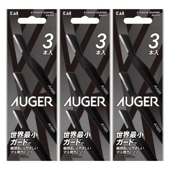 Kai AUGER Navalha de barbear para sobrancelhas 9 peças 3 peças x 3 Navalha de barbear para sobrancelhas GA0115