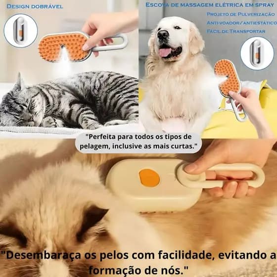 Escova Elétrica A Vapor Pet Tira Pelo Para Todos os Portes Animais Cachorro Gato Recarregável