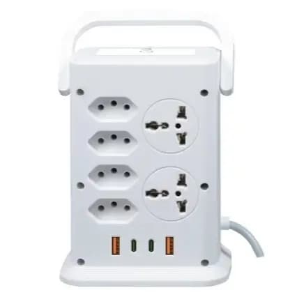 Filtro de Linha Torre Extensão 12 Tomadas 2 Universal 4 Usb Botão ON/OFF Cabo 2M Bivolt