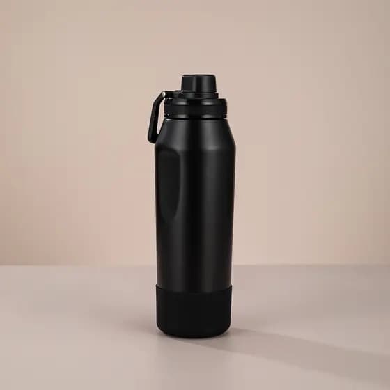 Garrafa Térmica Preto 950ml Personalizada Inox Fosco Esportivo Parede Dupla Bebida Gelada Quente