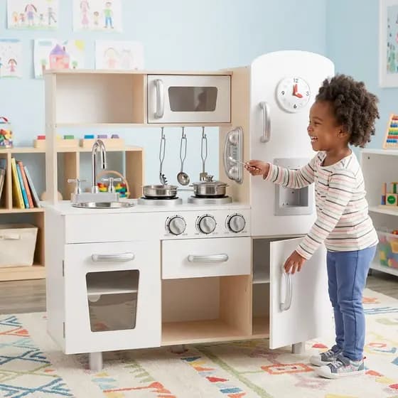 Kit Mini Cozinha Infantil Grande Completa Madeira MDF para Criança de 2 a 6 anos com fogao geladeira