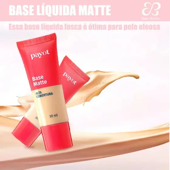 Payot Base Líquida Matte 29ml | Alta Cobertura, Oil-Free, Resistente à Água, Longa Duração