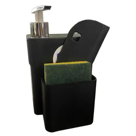 Kit Dispenser Organizador Para Pia 3 Em 1 Cor Preto Preto