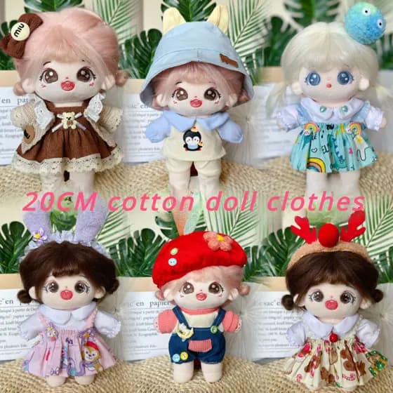 Conjunto De Saia De Boneca De Algodão De 20 Cm Brinquedo De Pelúcia Para Meninas-& * -
