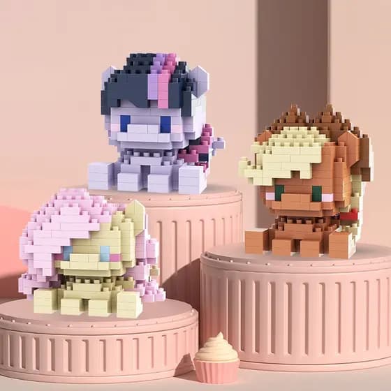 Pequeno Cavalo Dos Desenhos Animados Boneca Bloco De Construção Brinquedo Montagem Partículas Meninos E Meninas Presente