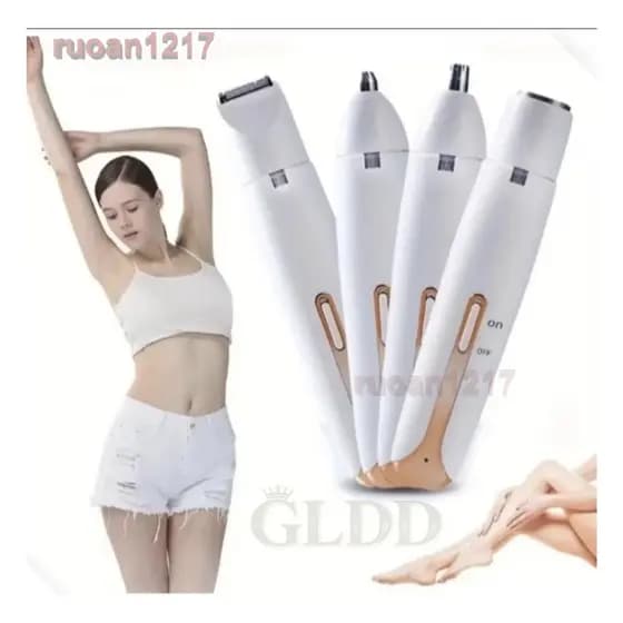 Barbeador Elétrico 4 em 1 - Depilador Feminino Elétrico Multifuncional para Sobrancelha Rosto Corpo e Nariz