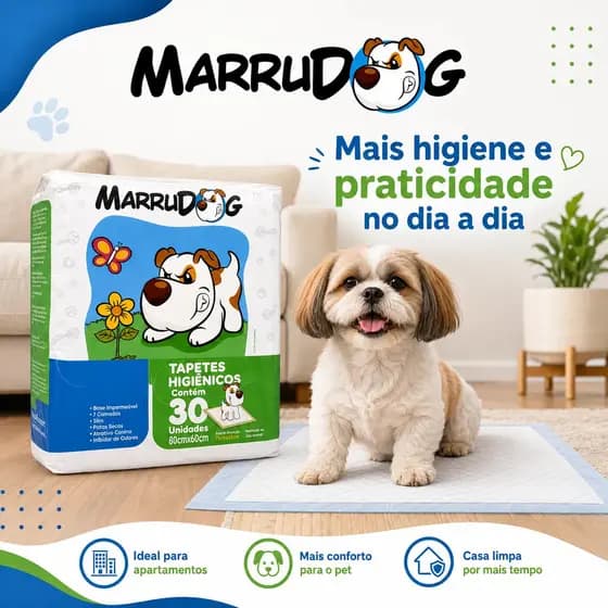 Tapete Higiênico para Cachorro 30 Unidades 80x60 Fralda com Alta Absorção 7 Camadas Pet Xixi Cão Base Impermeável