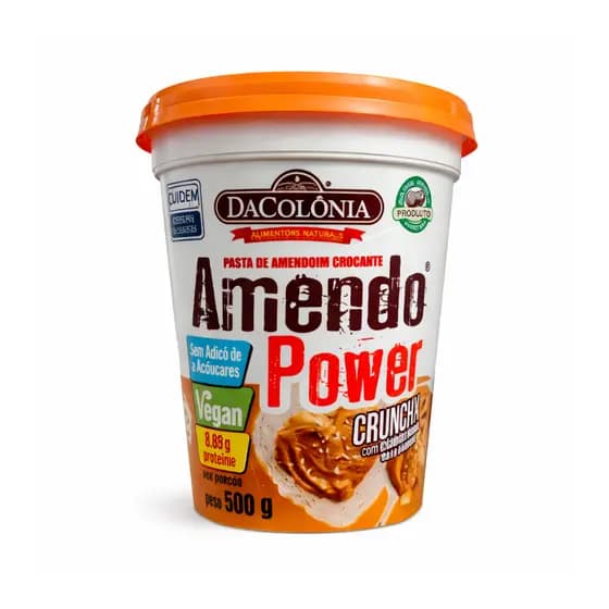 Pasta de Amendoim Crunchy com Granulado de Amendoim 500g Sem Açúcar