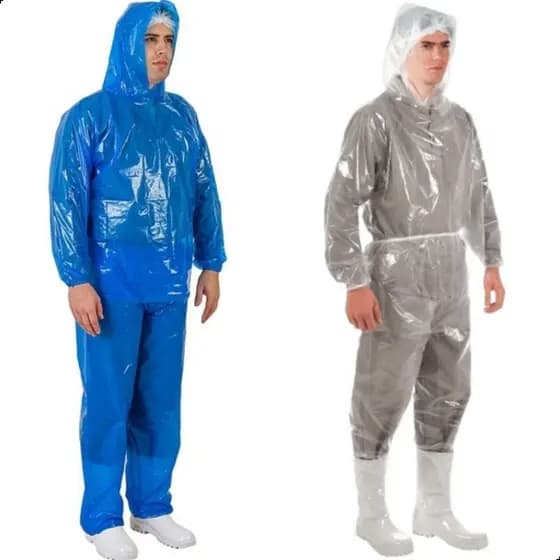 Conjunto Plástico Chuva Motoboy Com Elástico Impermeável (Capa com Capuz e Calça)