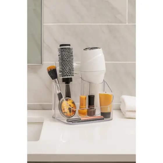 Organizador Porta Maquiagem Secador Escova Multiuso Cosméticos Batom Esmalte Pinceis Divisórias