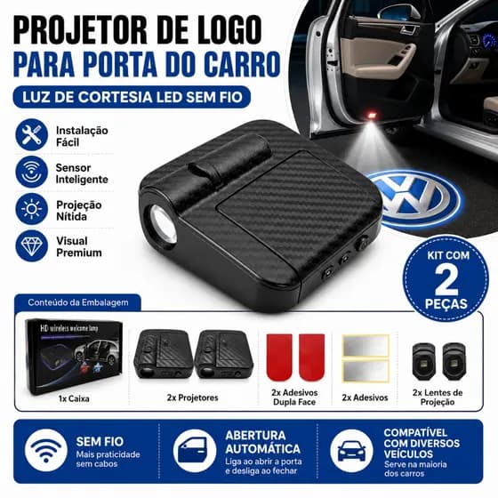 1 par Lâmpada LED Sem Fio Para Carro/Projetor De Luz Laser com Marca de Carro Universal Decorativo