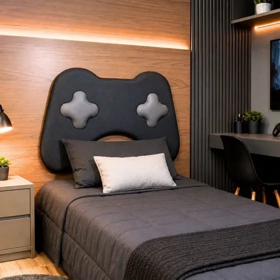 Cabeceira Gamer Controle Videogame Estofada Facto Fácil Limpeza 100x70 Quarto Menino Decoração Gamer