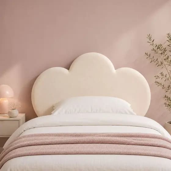 Cabeceira Nuvem Solteiro Bouclê Estofada 90x57cm Decorativa Moderna Quarto Infantil Clean para cama Box