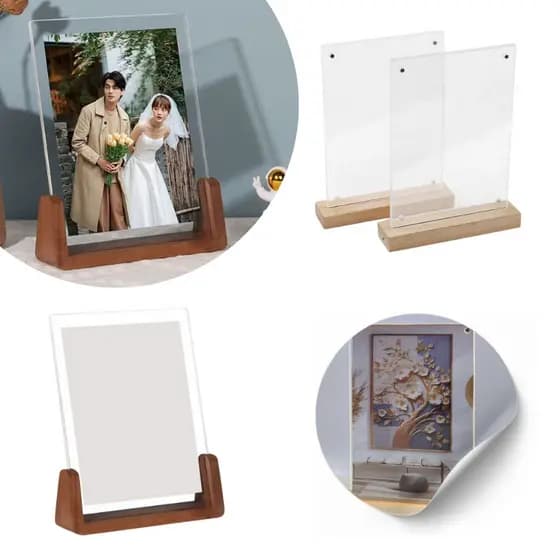 Luminária LED Mesa Display Acrílico A4/A5 Porta-Retrato Iluminado Moderna e Decorativa