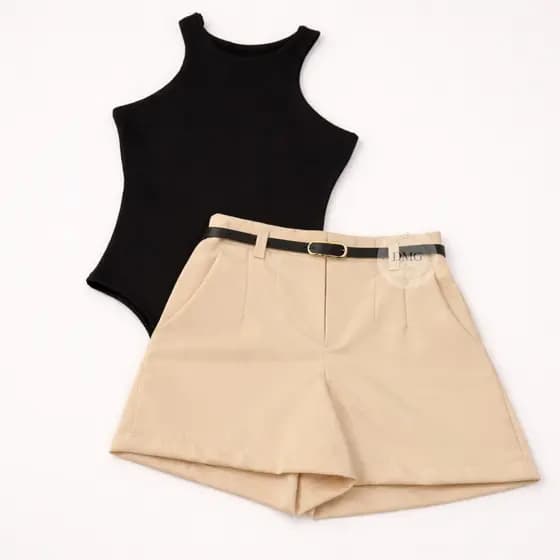 Conjunto Feminino Short Alfaiataria + Body Regata - ENVIO IMEDIATO !
