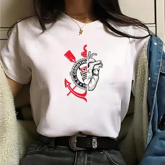 Camisa do Corinthians Feminina Branca T shirt Blusa Feminino do Timão Menina