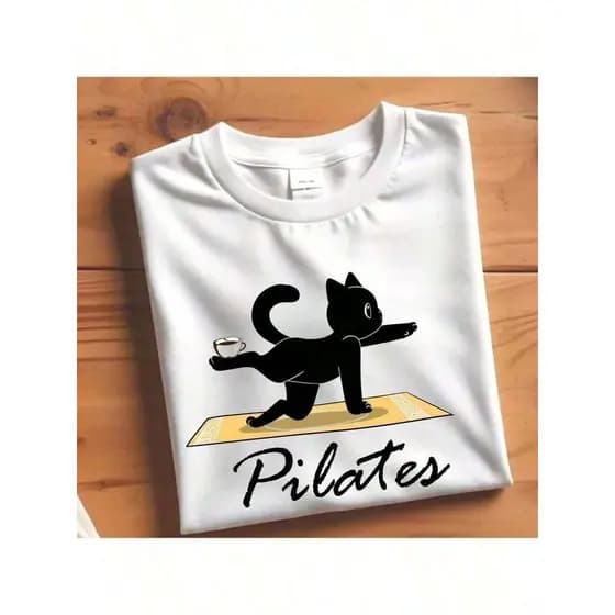 Camiseta Blusa Feminina Gatinho do Pilates Estilosa 100% Algodão Promoção