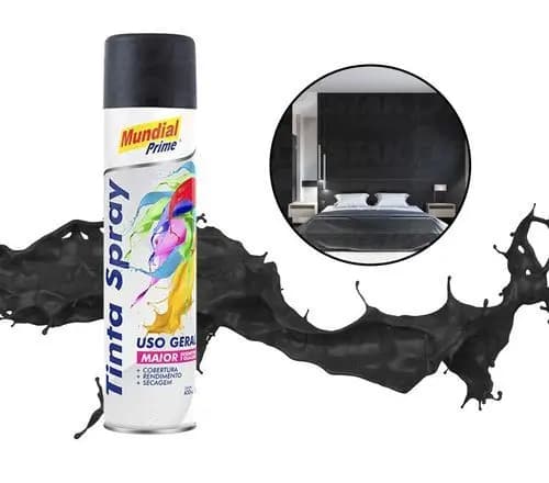 Tinta Spray Uso Geral 400Ml Mundial Prime Cor: Preto Fosco
