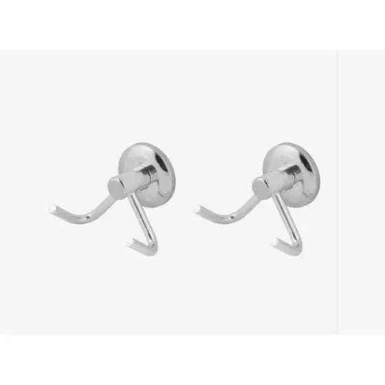 Kit 2 Cabides Inox com Gancho Duplo Multiuso – Banheiro e Cozinha