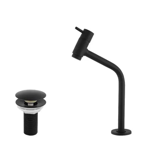 Kit Torneira Lavatório Link Baixa Preto Fosco + Válvula Click – Design Moderno e Funcional