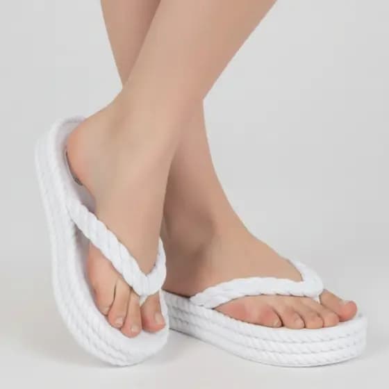 Chinelo Feminino Tipo Tamanco Trançado Plataforma Nuvem