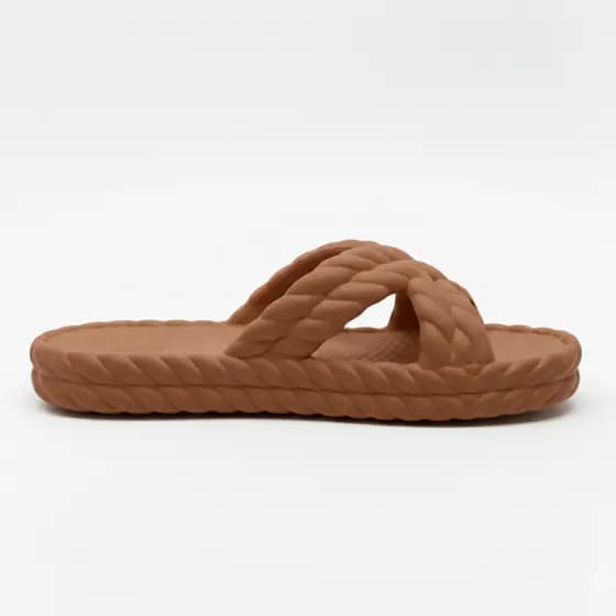 Chinelo Feminino Slide Trançado Leve Confortável Casual