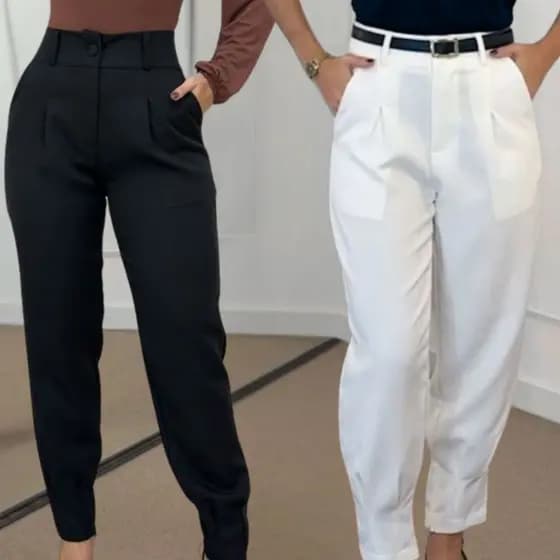 Calça social feminina, kit 2 calças, alfaiataria premium, moda feminina elegante, look sofisticado P M G GG