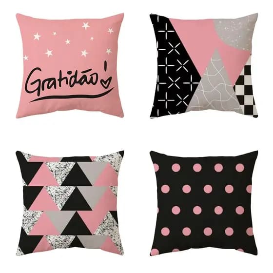 Kit Com 04 Capas De Almofadas Decorativas Ou 1 Almofada Avulsa 45x45 Em Oxford