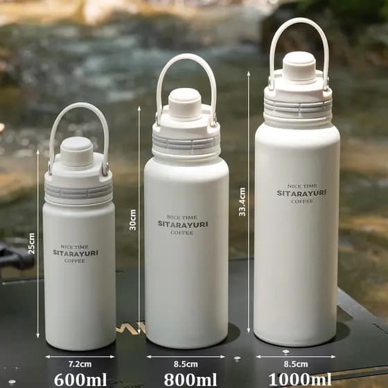 Garrafa esportiva Copo Térmico Viagem Inox 600ml&800ml&1000ml À prova de vazamentos para levar na mochila